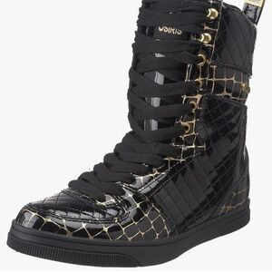 Osiris Uptown LTD Black & Gold Skate Urban Chic Y2K Quilted High-Top Sneakers
